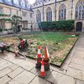 The lawn at Lincoln College in poor state before work begun