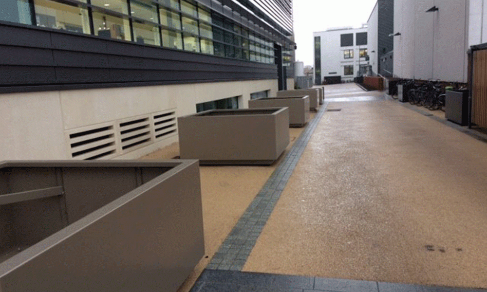 ORC Link Road now features 11 custom-made steel planters with a powder-coated finish. ORC Link Road now features 11 custom-made steel planters with a powder-coated finish.