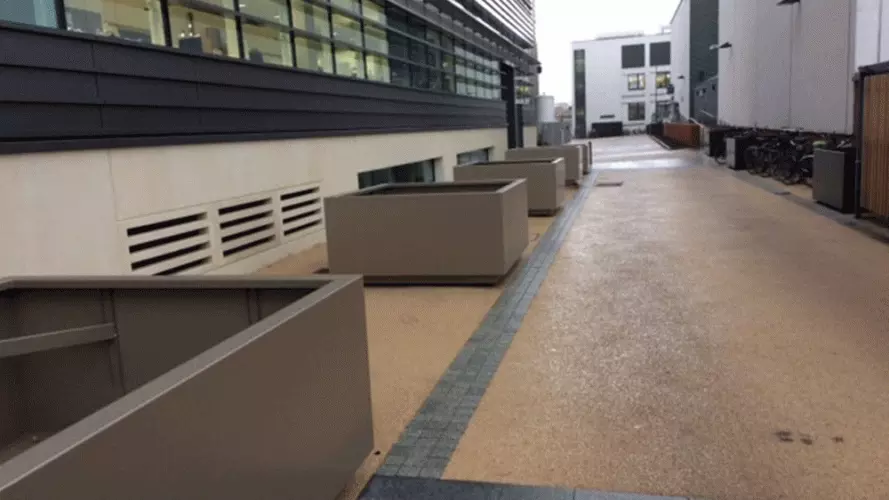  ORC Link Road now features 11 custom-made steel planters with a powder-coated finish.